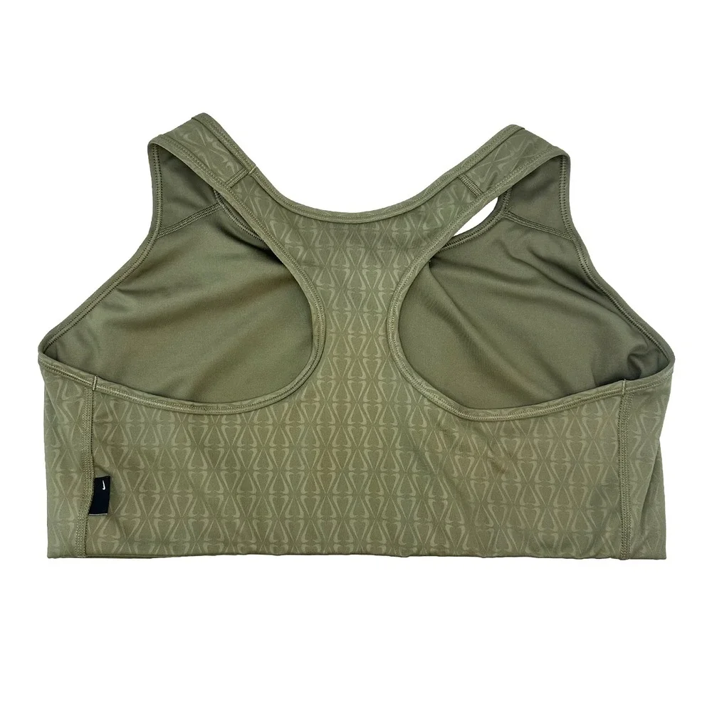 NIKE Swoosh Print Racerback Sports Bra • 3X • olive green • workout athletic